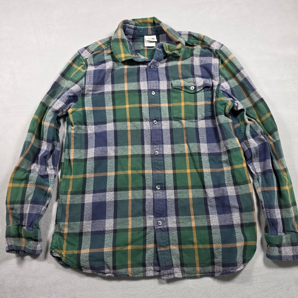The North Face Flannel Mens Large Green Plaid Medium Wash